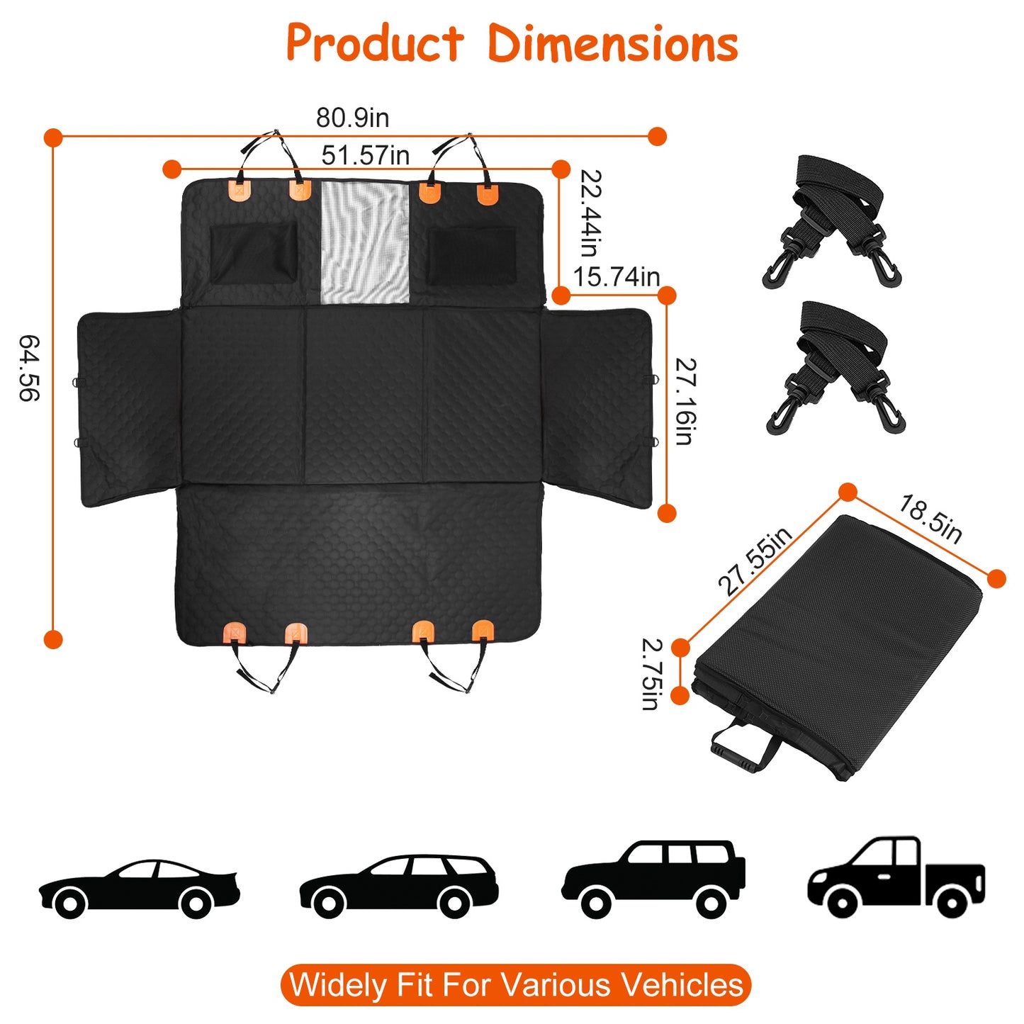 Premium Dog Car Hammock with Mesh Window | Waterproof Back Seat Cover