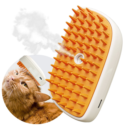 4-in-1 Steamy Cat Brush | Anti-Static Grooming & Shedding Spray Comb