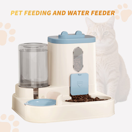 2-in-1 Automatic Cat Food & Water Dispenser | Gravity Feeding System