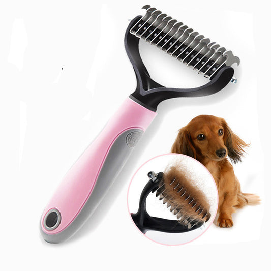 Professional Double-Sided Pet Dematting Comb | Undercoat Rake for Long-Haired Dogs & Cats