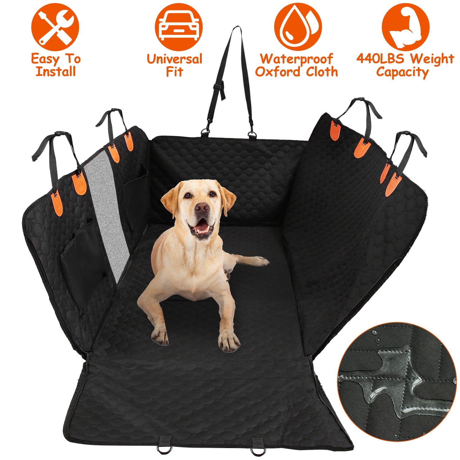 Premium Dog Car Hammock with Mesh Window | Waterproof Back Seat Cover