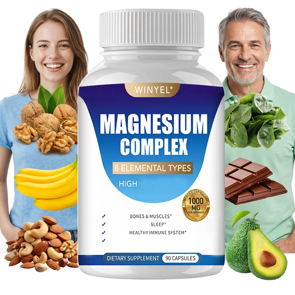 Magnesium Complex Wellness Capsules - 8 Elemental Forms with Glycinate & Malate for Sleep, Muscle & Energy Support (90 Soft Capsules)